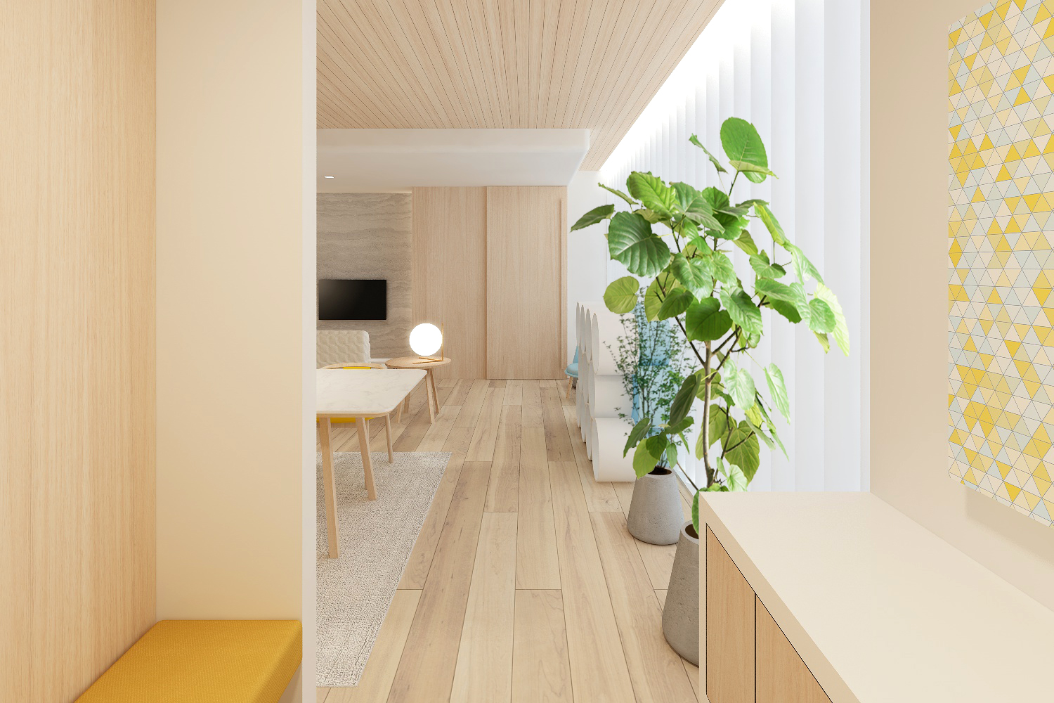 木目調を生かした住宅内装デザイン　マンションリノベーション